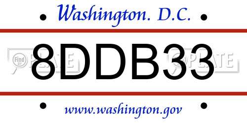 8DDB33 District Of Columbia License Plate