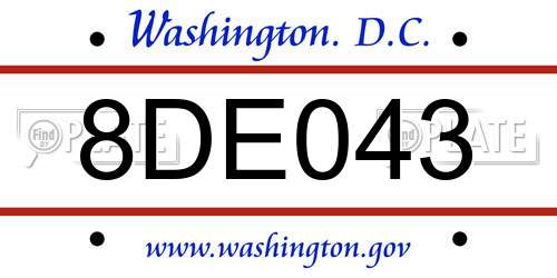 8DE043 District Of Columbia License Plate