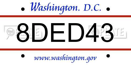 8DED43 District Of Columbia License Plate