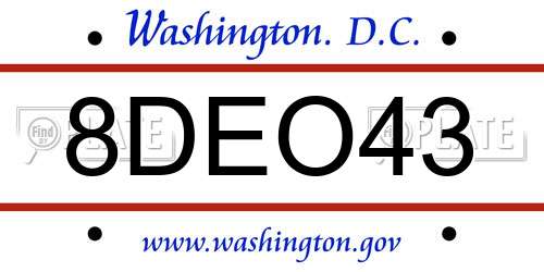 8DEO43 District Of Columbia License Plate