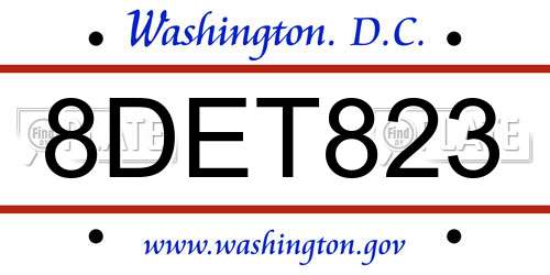 8DET823 District Of Columbia License Plate