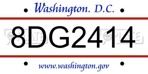 8DG2414 District Of Columbia License Plate