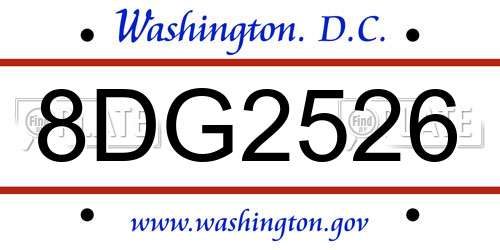 8DG2526 District Of Columbia License Plate