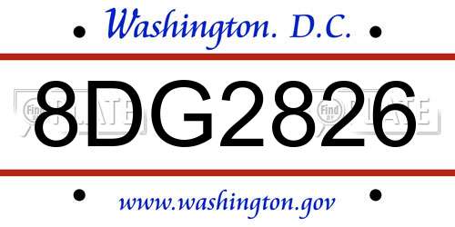 8DG2826 District Of Columbia License Plate