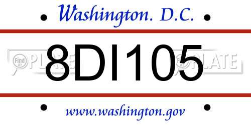 8DI105 District Of Columbia License Plate
