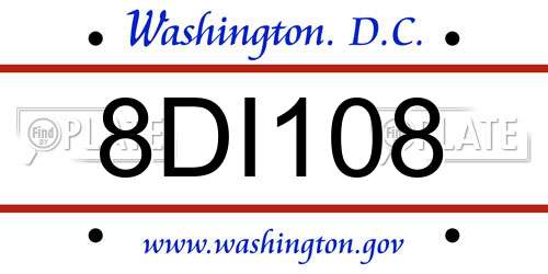 8DI108 District Of Columbia License Plate