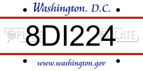 8DI224 District Of Columbia License Plate
