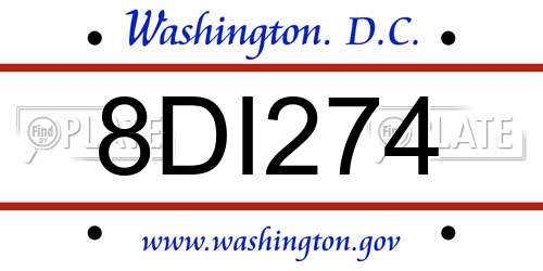 8DI274 District Of Columbia License Plate