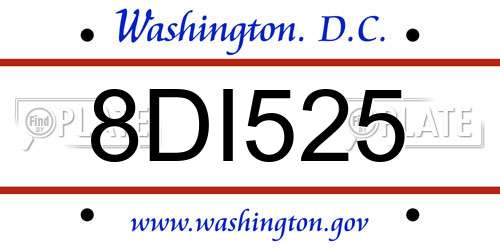 8DI525 District Of Columbia License Plate