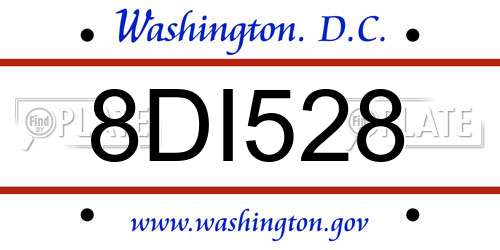 8DI528 District Of Columbia License Plate