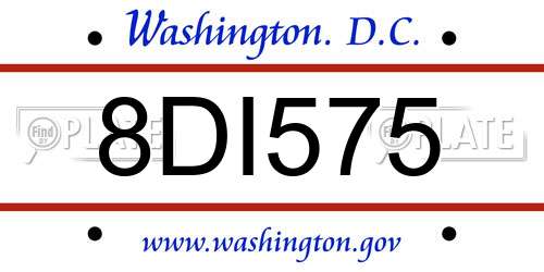 8DI575 District Of Columbia License Plate