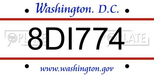 8DI774 District Of Columbia License Plate