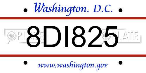 8DI825 District Of Columbia License Plate