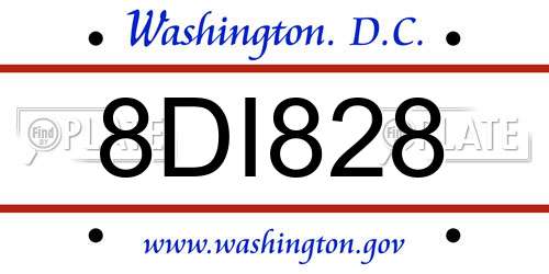8DI828 District Of Columbia License Plate