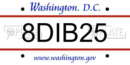 8DIB25 District Of Columbia License Plate