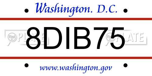 8DIB75 District Of Columbia License Plate