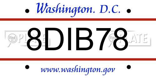 8DIB78 District Of Columbia License Plate