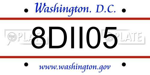 8DII05 District Of Columbia License Plate
