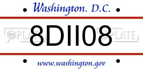 8DII08 District Of Columbia License Plate