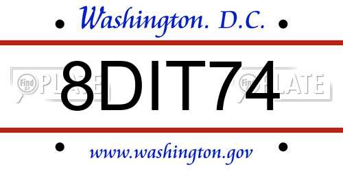 8DIT74 District Of Columbia License Plate