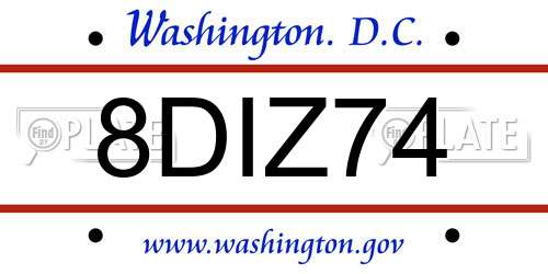 8DIZ74 District Of Columbia License Plate