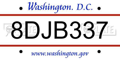 8DJB337 District Of Columbia License Plate