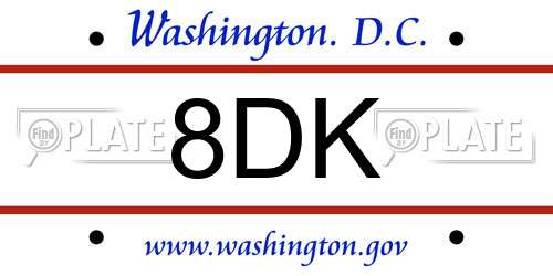 8DK District Of Columbia License Plate
