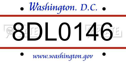 8DL0146 District Of Columbia License Plate