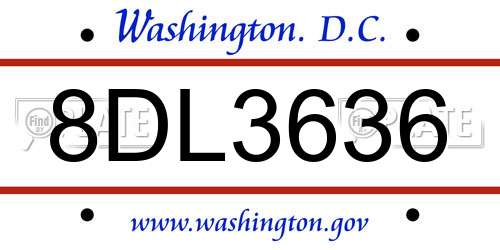 8DL3636 District Of Columbia License Plate