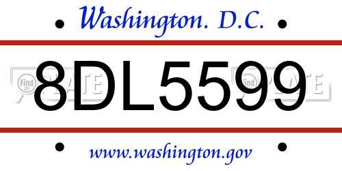 8DL5599 District Of Columbia License Plate