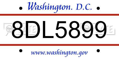 8DL5899 District Of Columbia License Plate