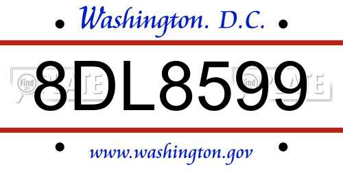 8DL8599 District Of Columbia License Plate