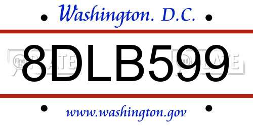 8DLB599 District Of Columbia License Plate