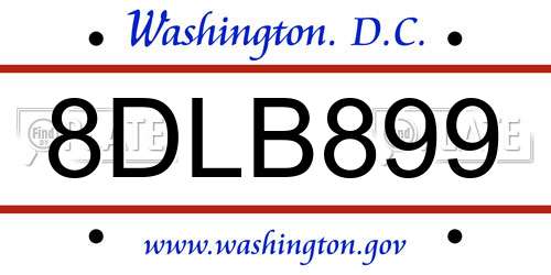 8DLB899 District Of Columbia License Plate