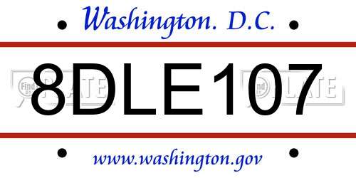 8DLE107 District Of Columbia License Plate