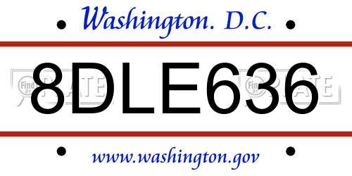 8DLE636 District Of Columbia License Plate