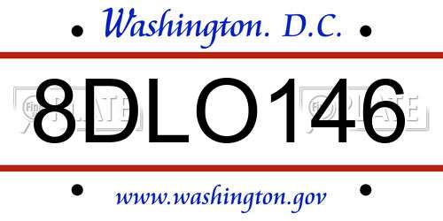 8DLO146 District Of Columbia License Plate