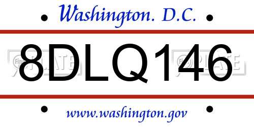 8DLQ146 District Of Columbia License Plate