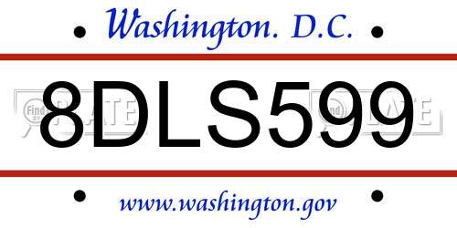 8DLS599 District Of Columbia License Plate