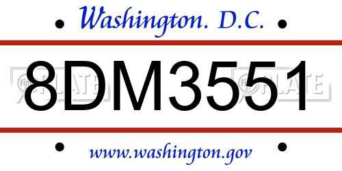 8DM3551 District Of Columbia License Plate