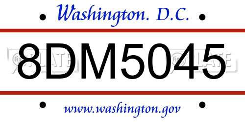 8DM5045 District Of Columbia License Plate
