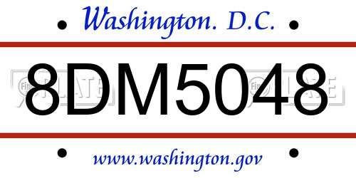 8DM5048 District Of Columbia License Plate