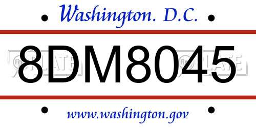 8DM8045 District Of Columbia License Plate
