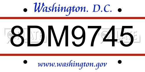 8DM9745 District Of Columbia License Plate
