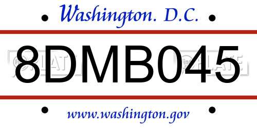 8DMB045 District Of Columbia License Plate