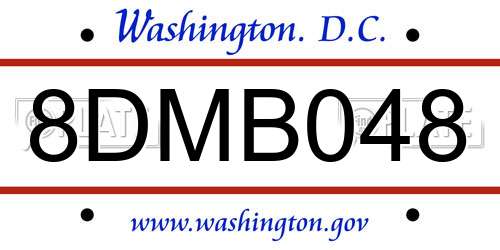 8DMB048 District Of Columbia License Plate