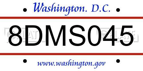 8DMS045 District Of Columbia License Plate