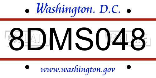 8DMS048 District Of Columbia License Plate