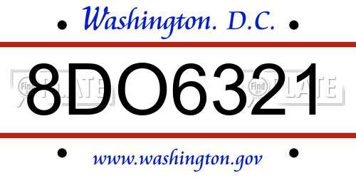 8DO6321 District Of Columbia License Plate
