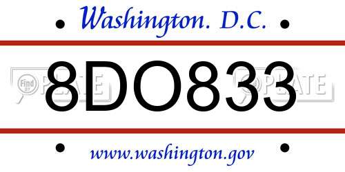 8DO833 District Of Columbia License Plate